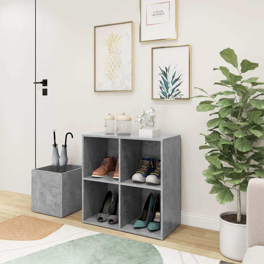 Armoire à chaussures d’entrée gris béton bois ingénierie - XIOS