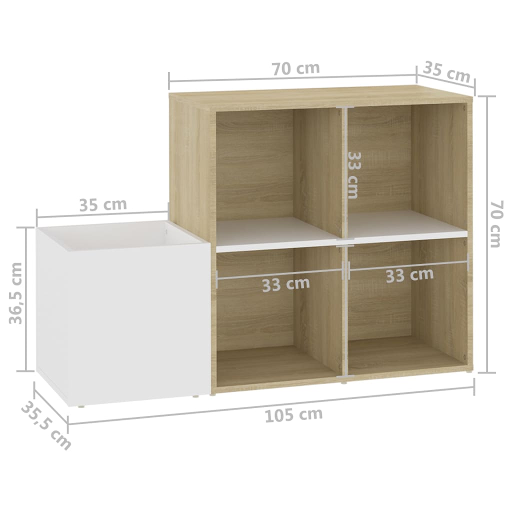 Armoire à chaussures entrée blanc chêne sonoma bois ingénierie - XIOS
