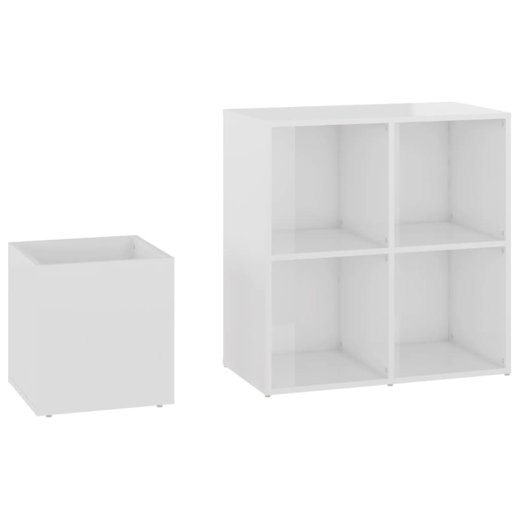 Armoire à chaussures d’entrée blanc brillant bois ingénierie - XIOS