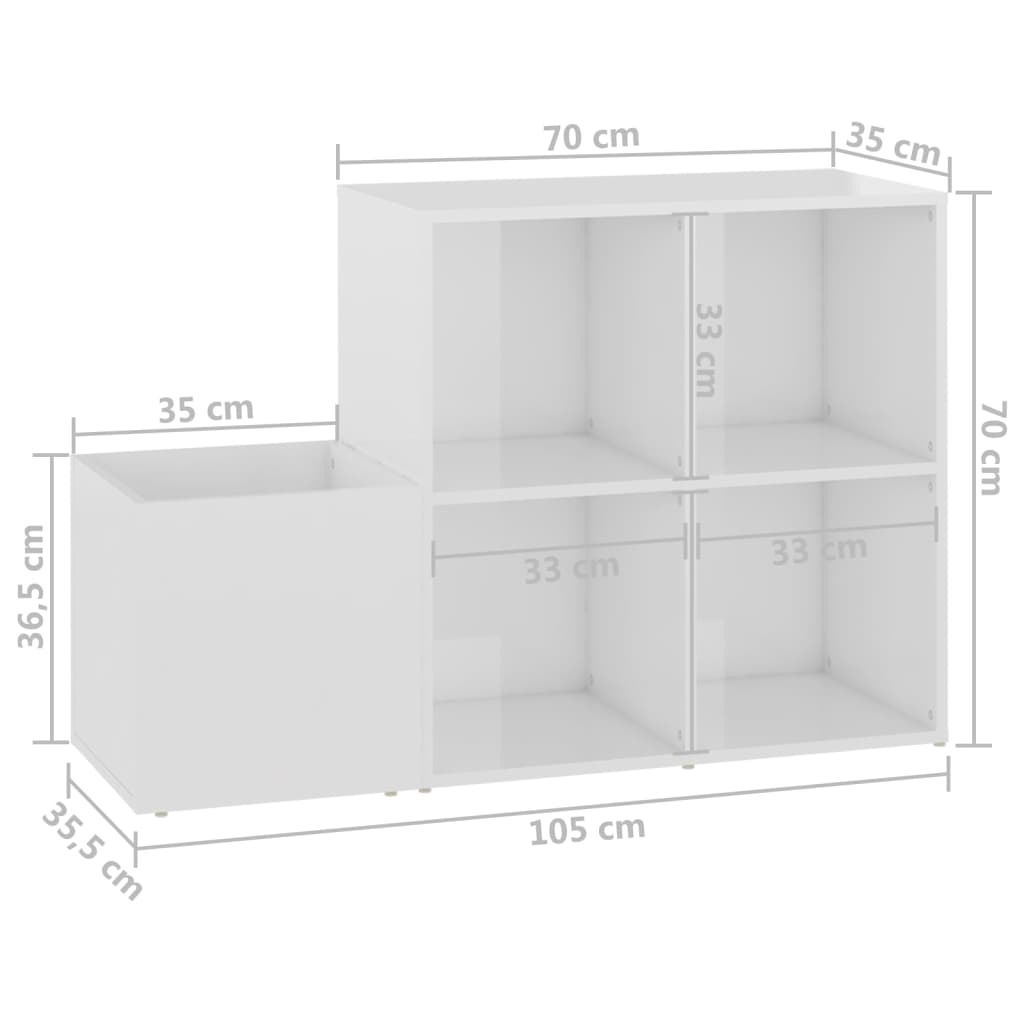 Armoire à chaussures d’entrée blanc brillant bois ingénierie - XIOS