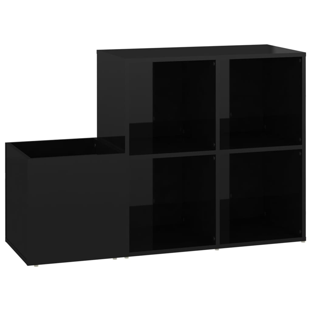 Armoire à chaussures d’entrée noir brillant bois ingénierie - XIOS