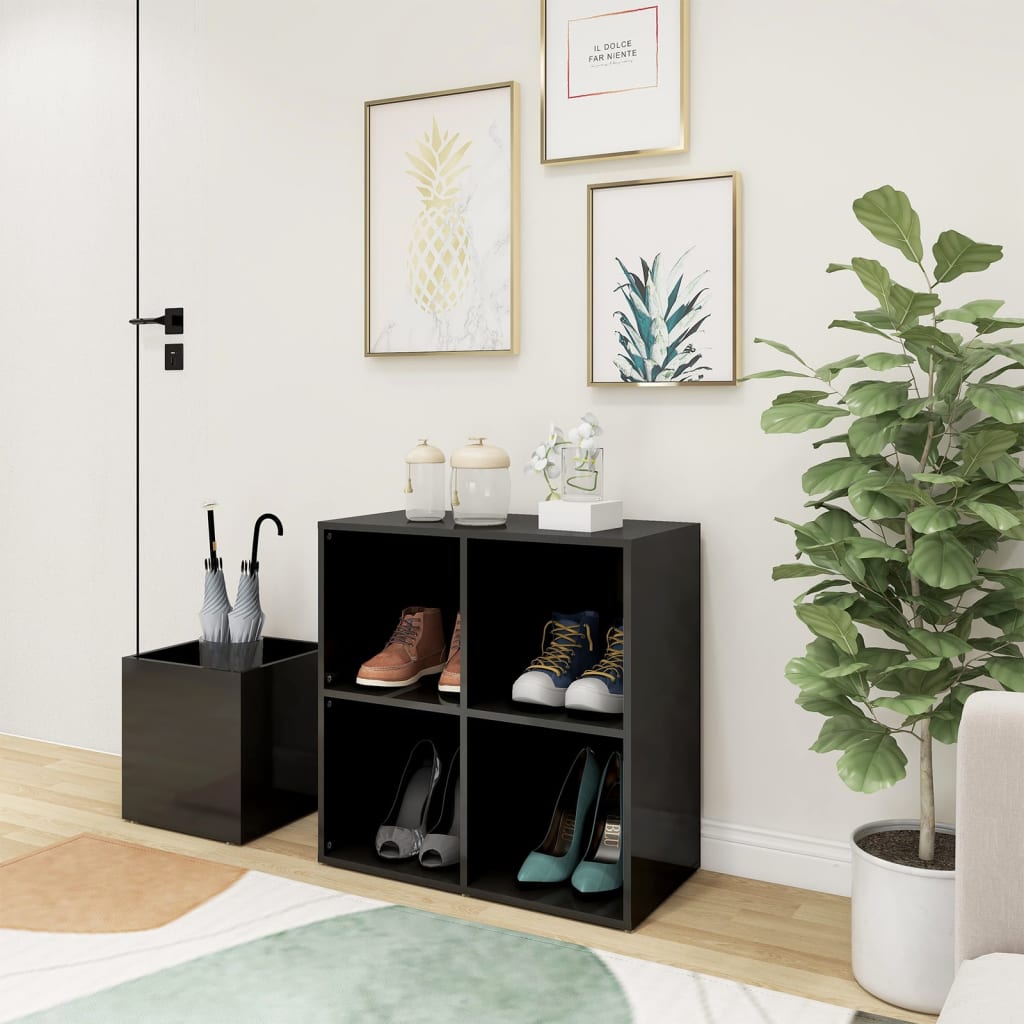 Armoire à chaussures d’entrée gris brillant bois ingénierie - XIOS