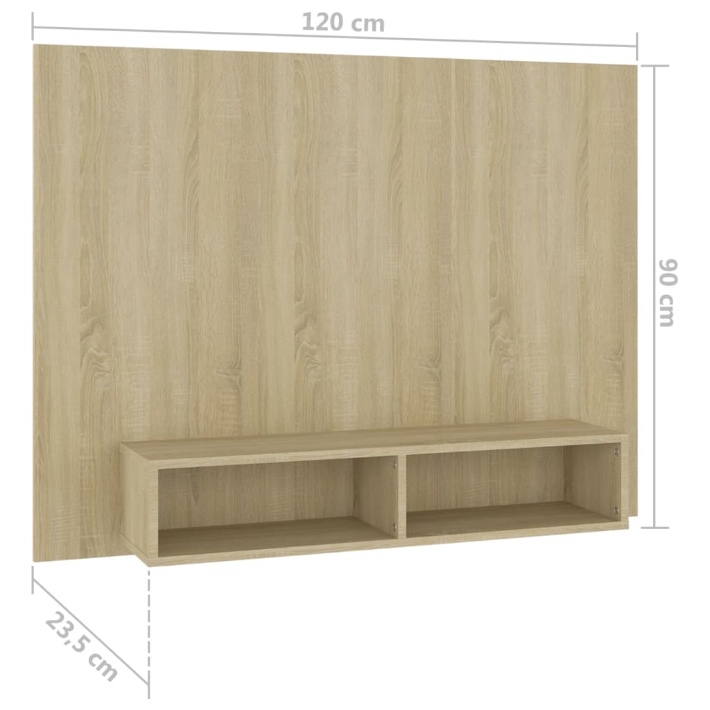 Meuble TV mural Chêne Sonoma 120x23,5x90 cm Bois d’ingénierie - XIOS