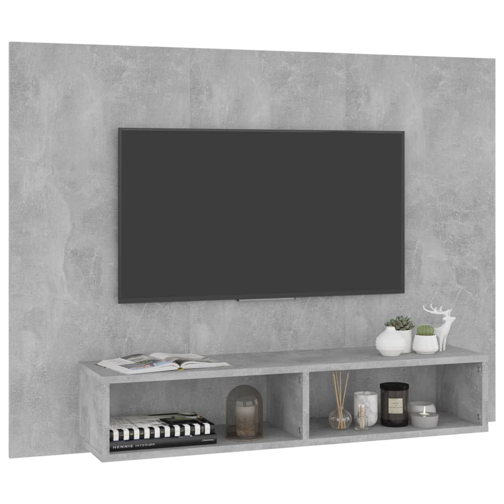 Meuble TV mural Gris béton 120x23,5x90 cm Bois d’ingénierie - XIOS