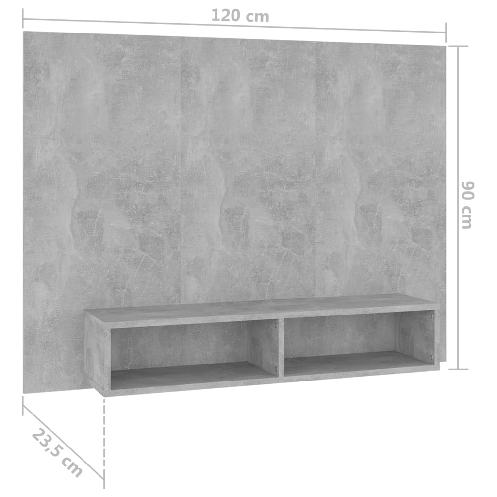 Meuble TV mural Gris béton 120x23,5x90 cm Bois d’ingénierie - XIOS