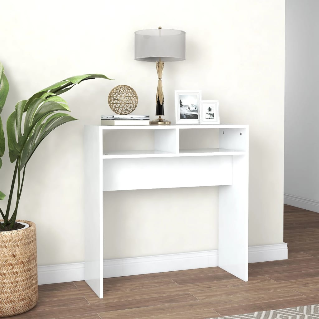 Table console blanc 78x30x80 cm bois d'ingénierie - XIOS