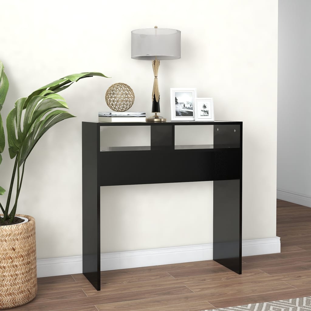 Table console noir 78x30x80 cm bois d'ingénierie - XIOS