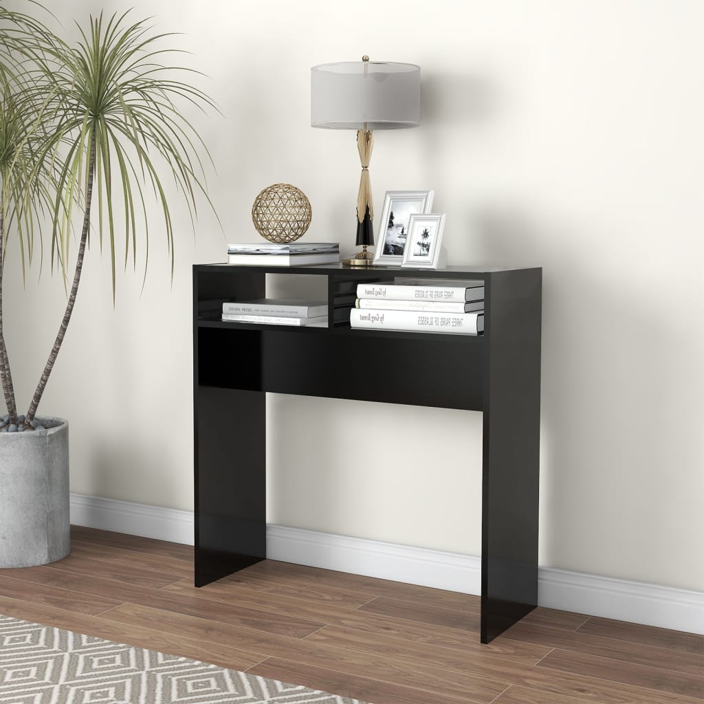 Table console noir 78x30x80 cm bois d'ingénierie - XIOS