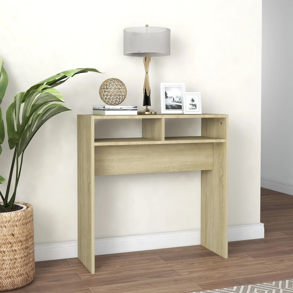 Table console chêne sonoma 78x30x80 cm bois d'ingénierie - XIOS