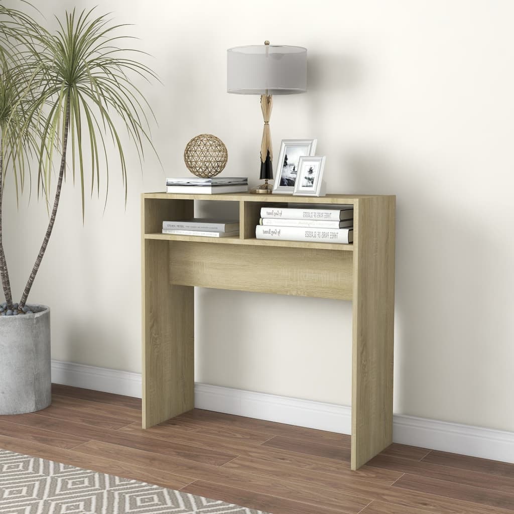 Table console chêne sonoma 78x30x80 cm bois d'ingénierie - XIOS