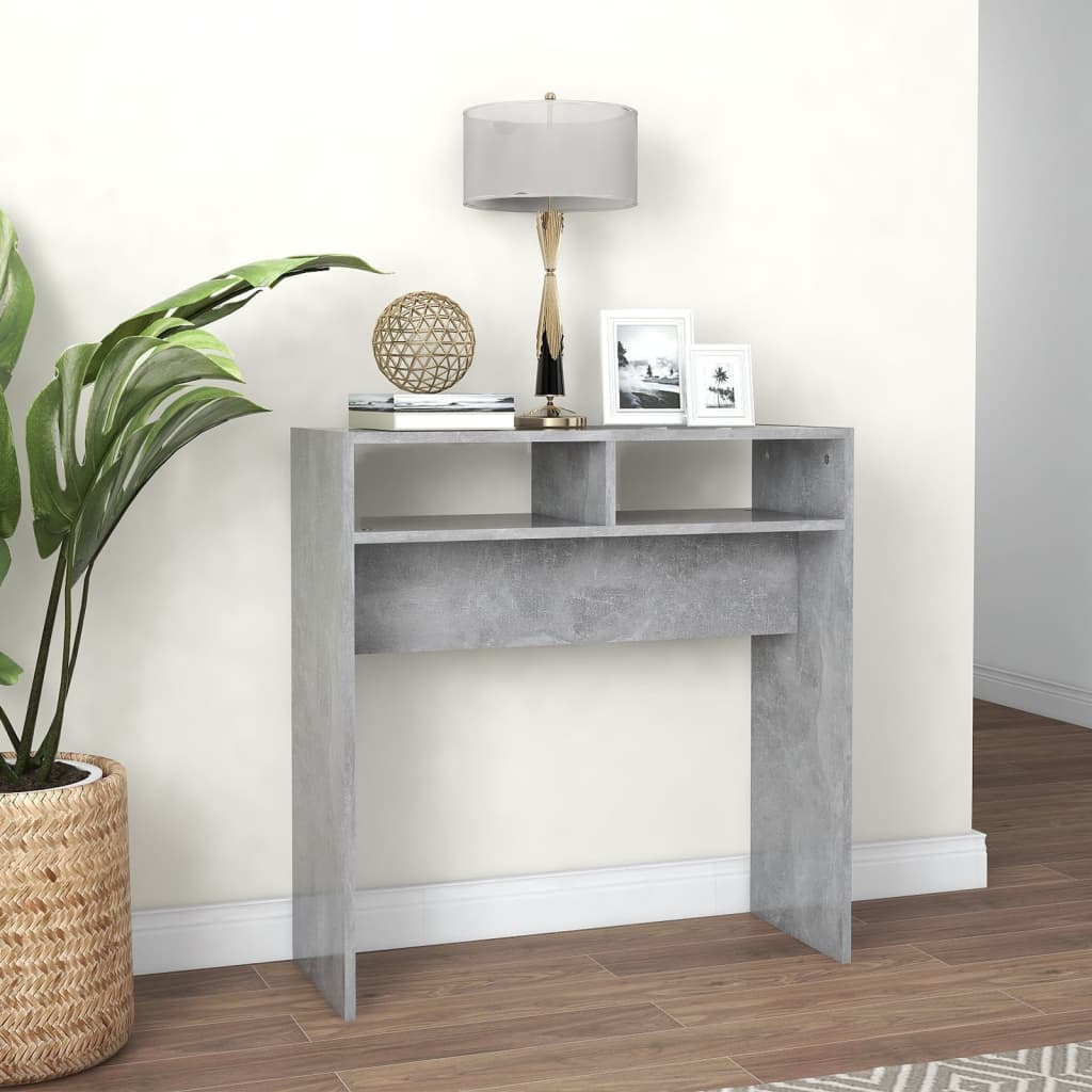 Table console gris béton 78x30x80 cm bois d'ingénierie - XIOS