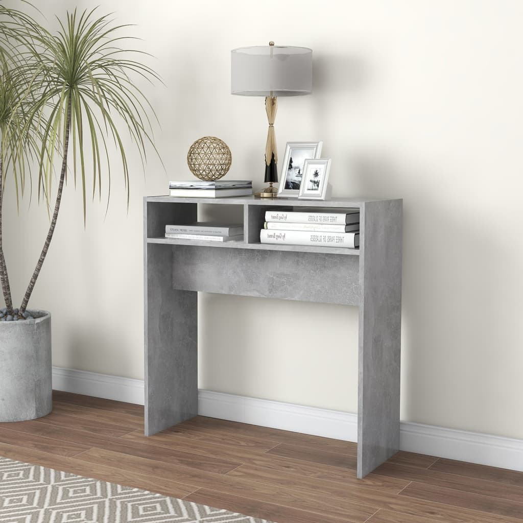 Table console gris béton 78x30x80 cm bois d'ingénierie - XIOS