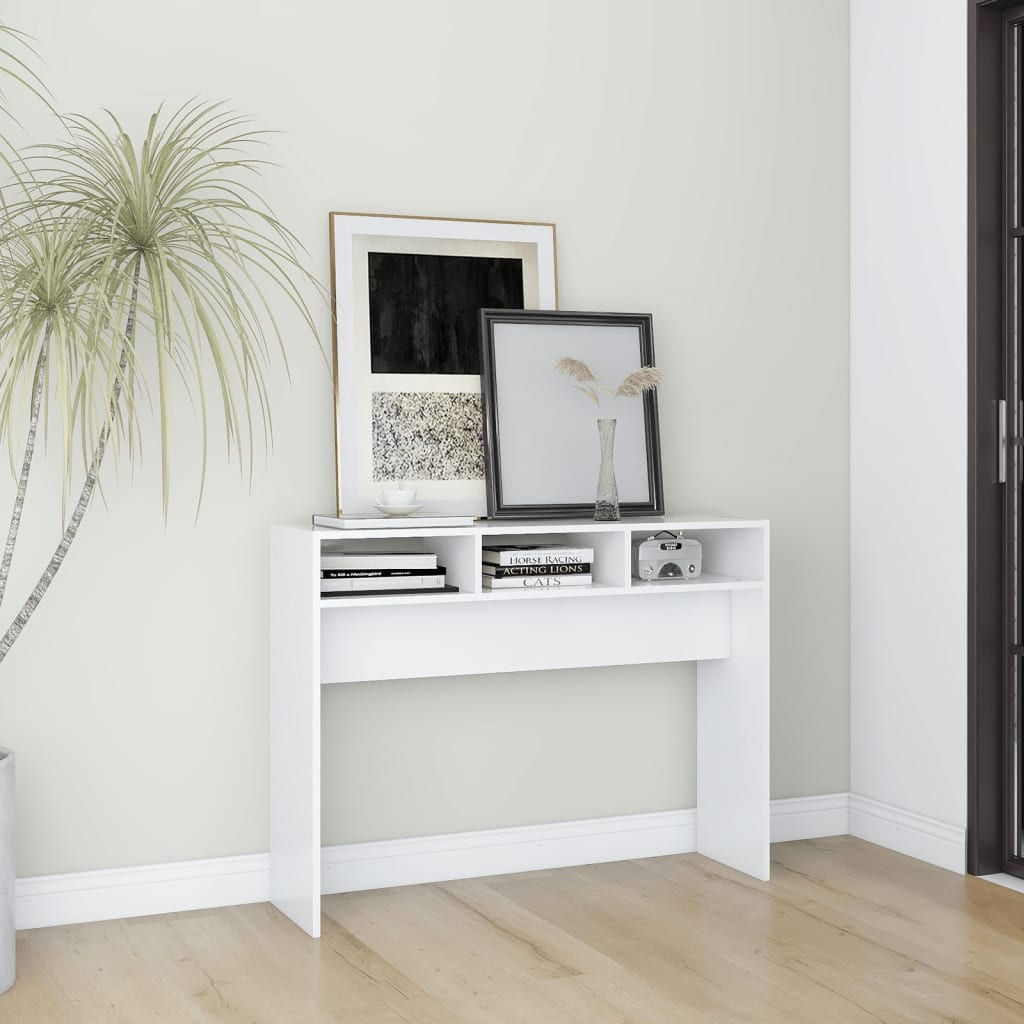 Table console blanc 105x30x80 cm bois d'ingénierie - XIOS