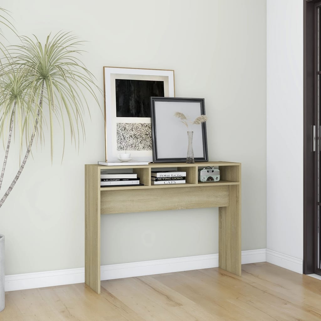Table console chêne sonoma 105x30x80 cm bois d'ingénierie - XIOS