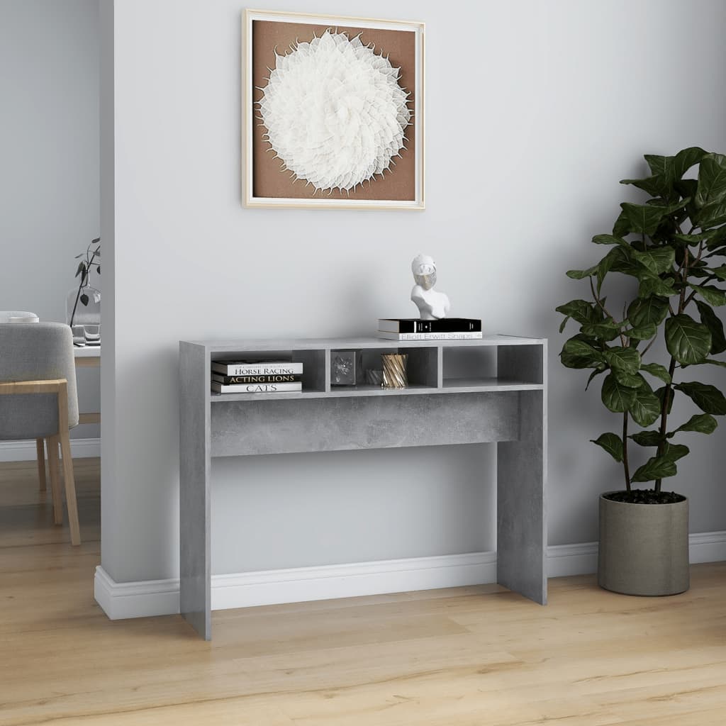 Table console gris béton 105x30x80 cm bois d'ingénierie - XIOS