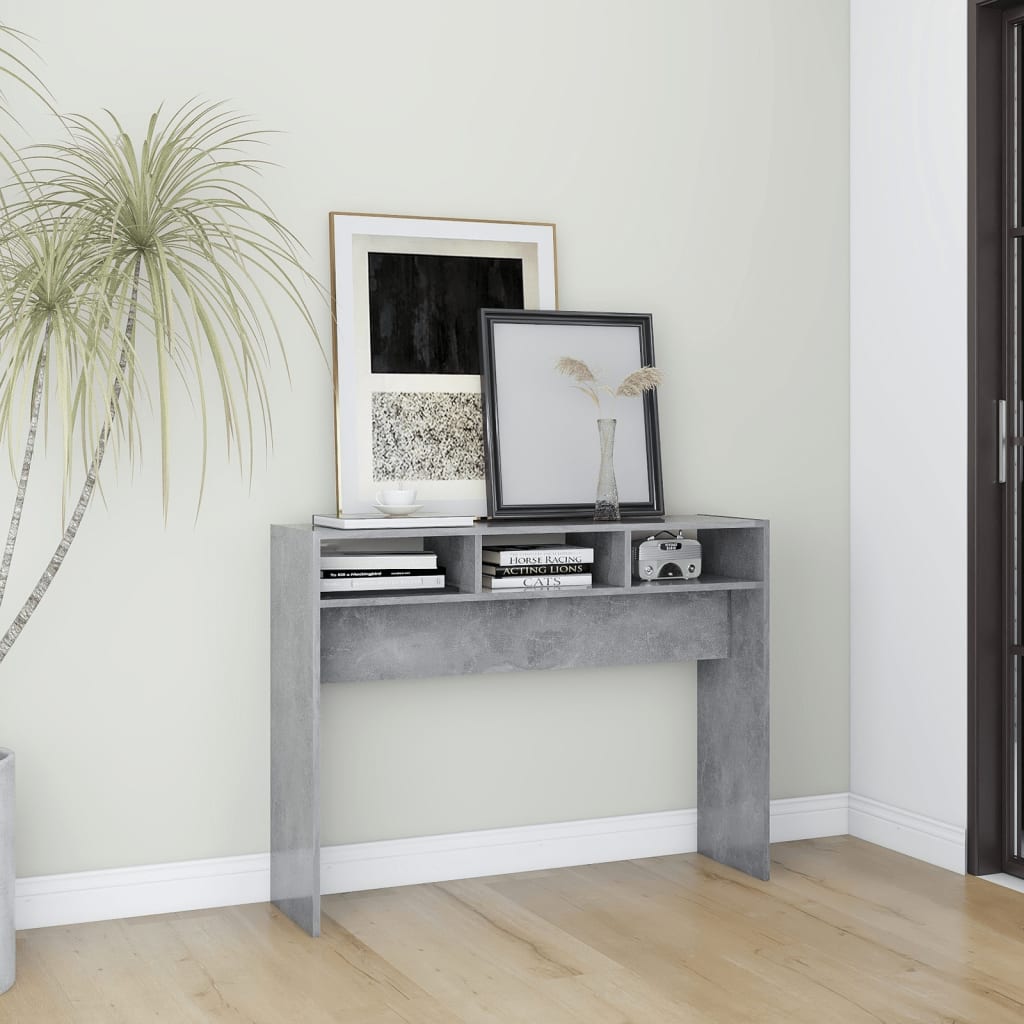 Table console gris béton 105x30x80 cm bois d'ingénierie - XIOS