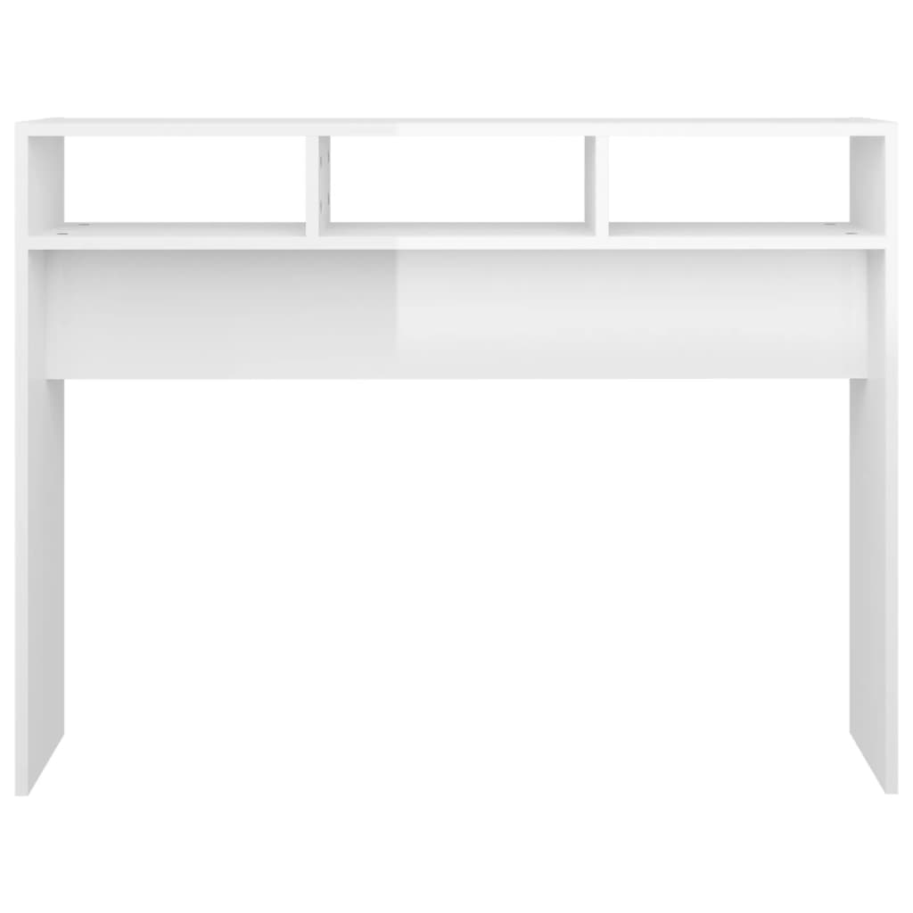 Table console blanc brillant 105x30x80 cm bois d'ingénierie - XIOS