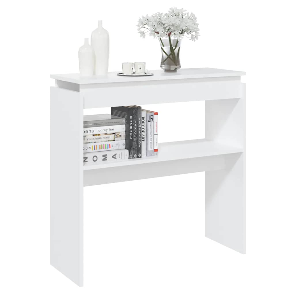 Table console blanc 80x30x80 cm bois d'ingénierie - XIOS