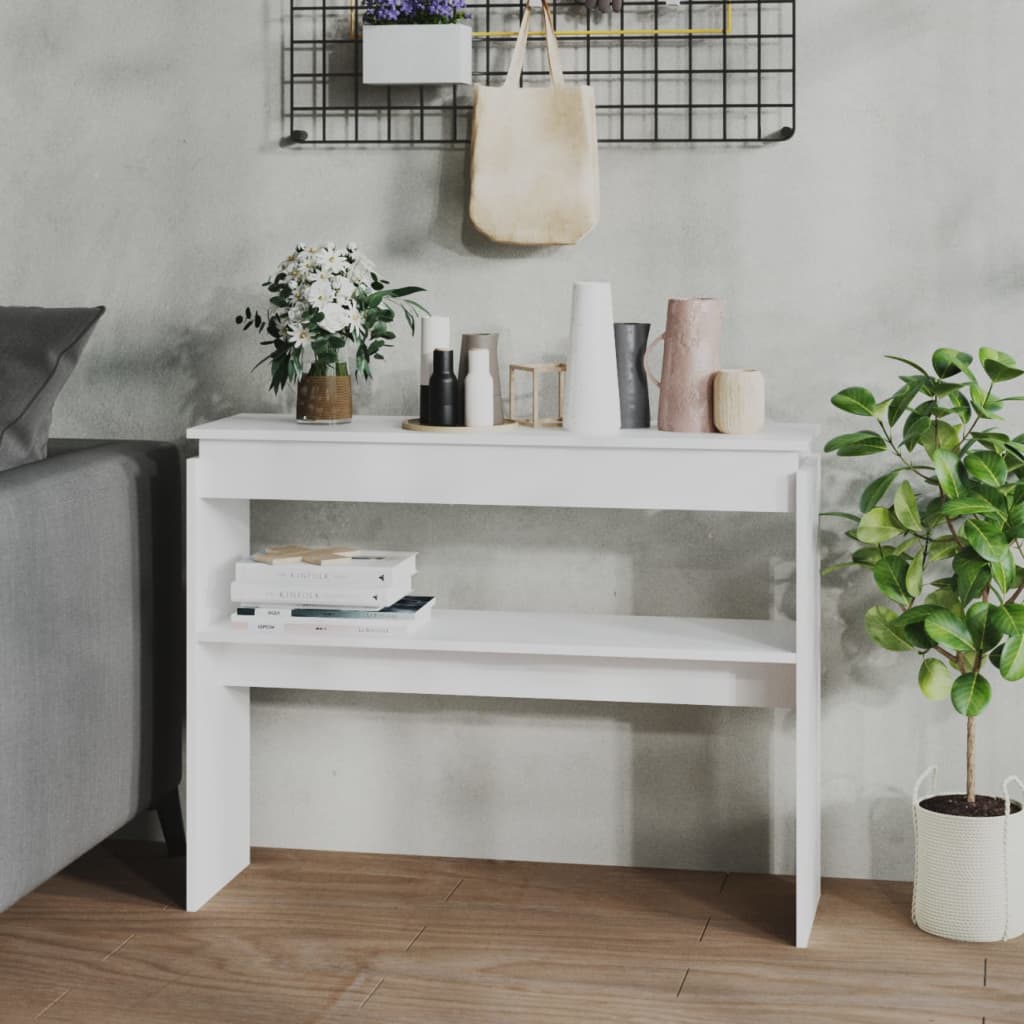 Table console blanc 102x30x80 cm bois d'ingénierie - XIOS