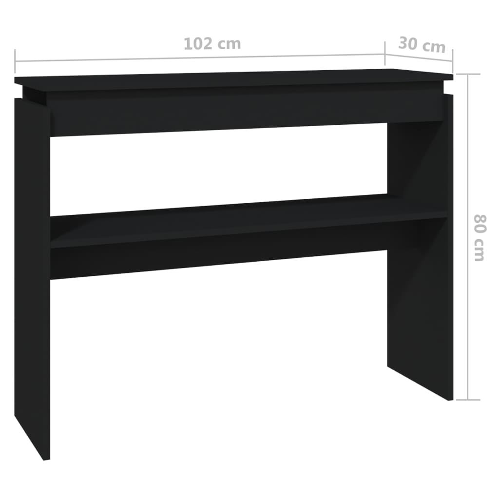 Table console noir 102x30x80 cm bois d'ingénierie - XIOS