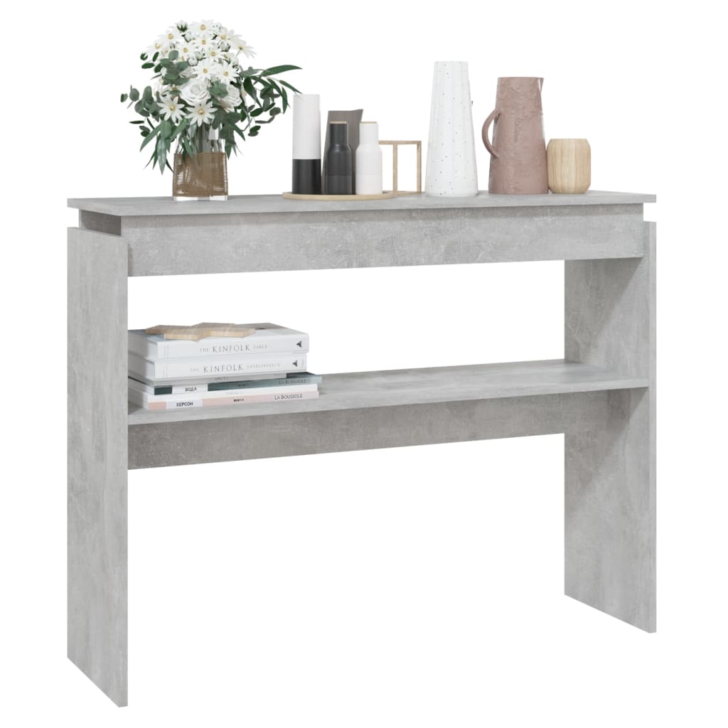 Table console gris béton 102x30x80 cm bois d'ingénierie - XIOS
