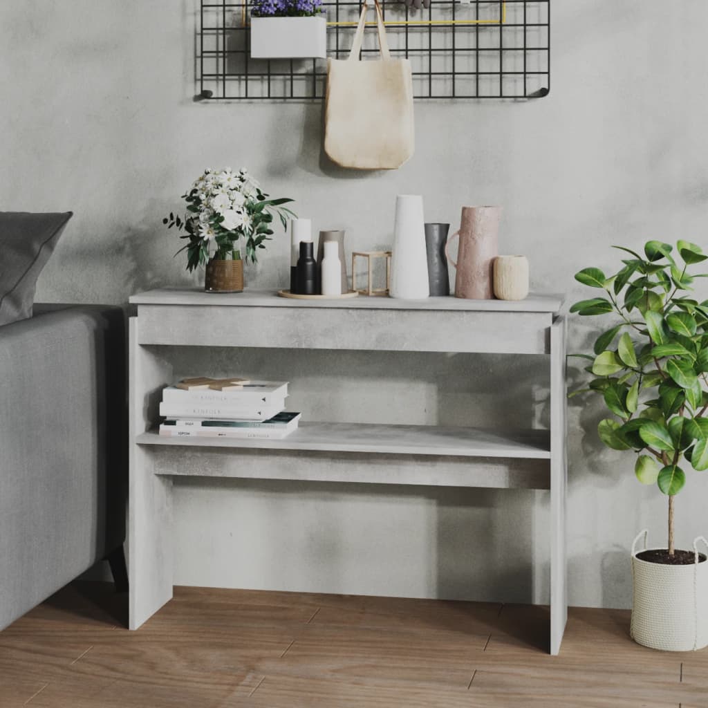 Table console gris béton 102x30x80 cm bois d'ingénierie - XIOS