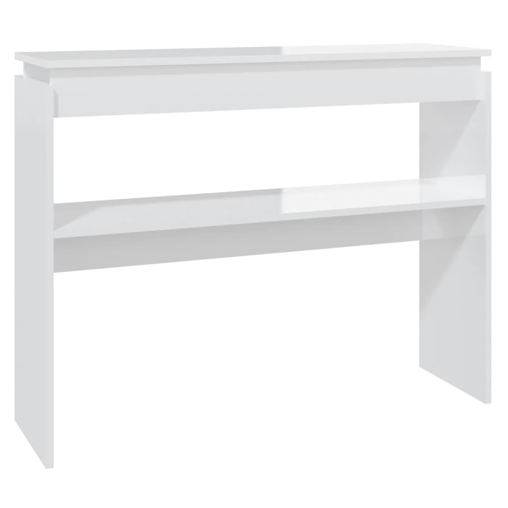 Table console blanc brillant 102x30x80 cm bois d'ingénierie - XIOS
