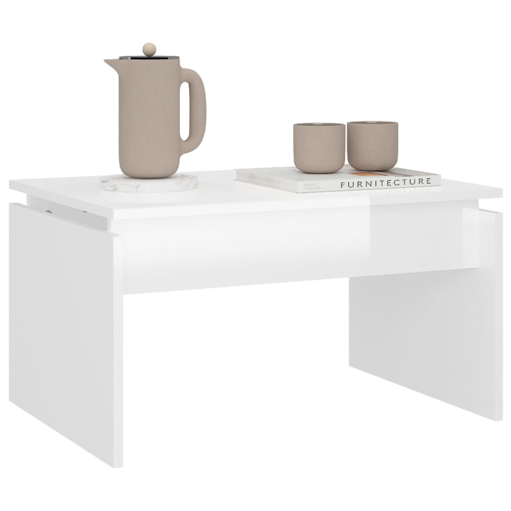 Table basse blanc brillant 68x50x38 cm bois d'ingénierie - XIOS