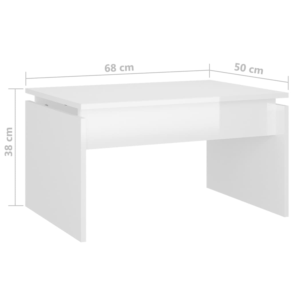 Table basse blanc brillant 68x50x38 cm bois d'ingénierie - XIOS