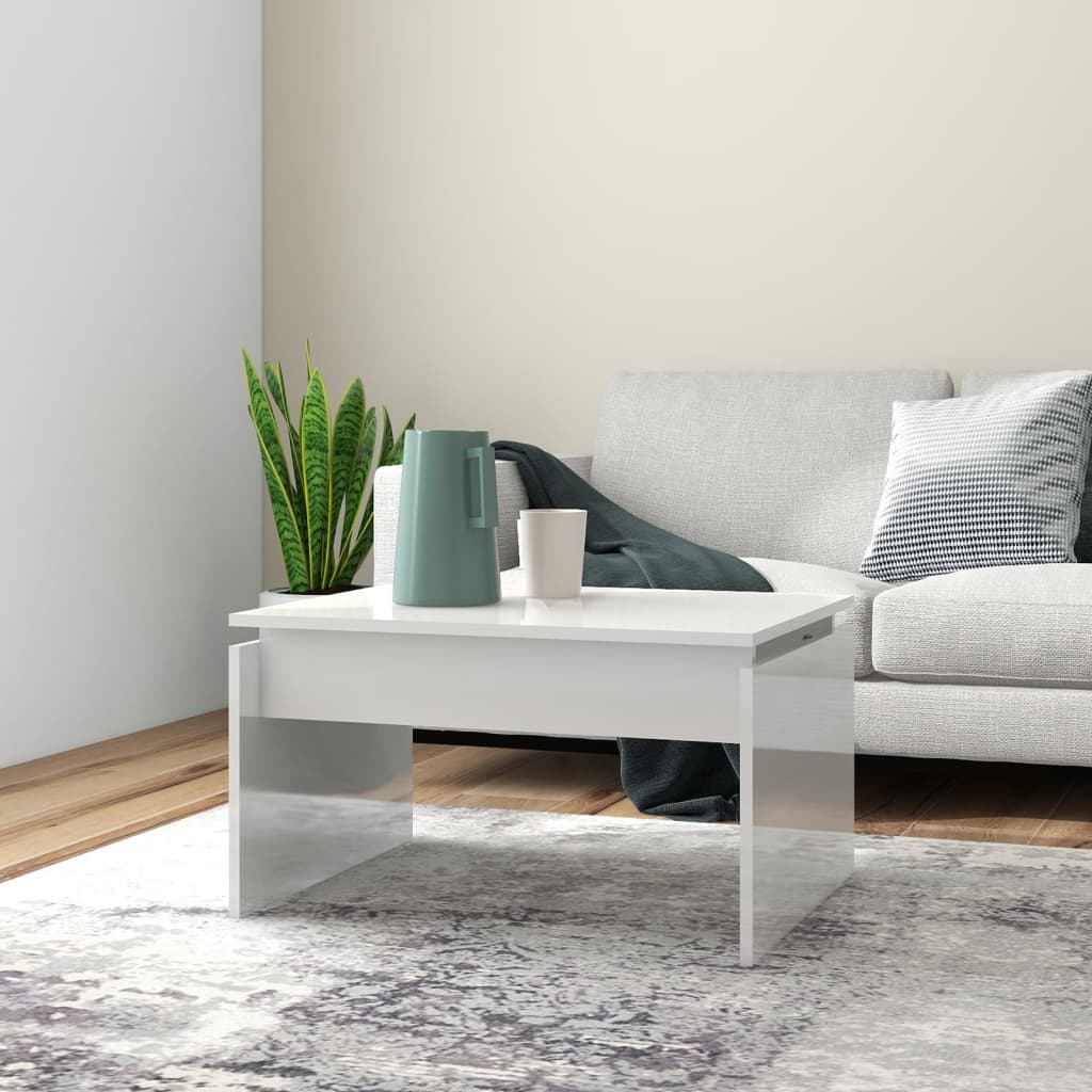 Table basse blanc brillant 68x50x38 cm bois d'ingénierie - XIOS