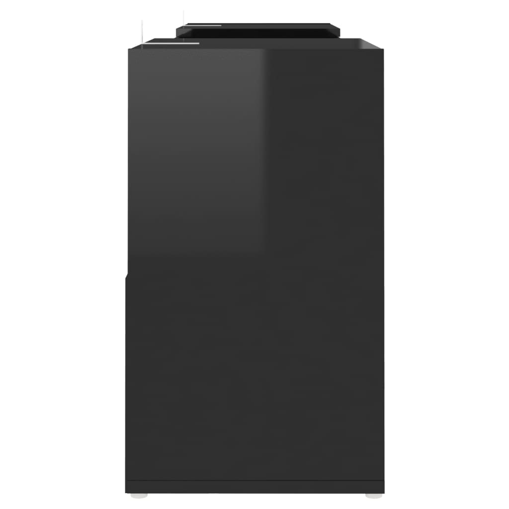Meuble TV Noir brillant 104x30x52 cm Bois d'ingénierie - XIOS