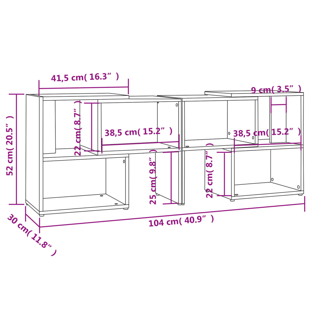 Meuble TV Gris brillant 104x30x52 cm Bois d'ingénierie - XIOS