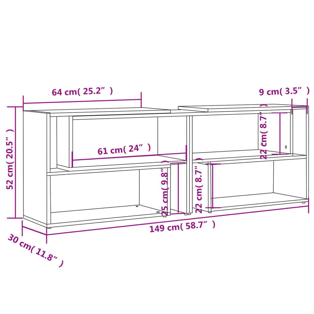 Meuble TV Gris 149x30x52 cm Bois d'ingénierie - XIOS