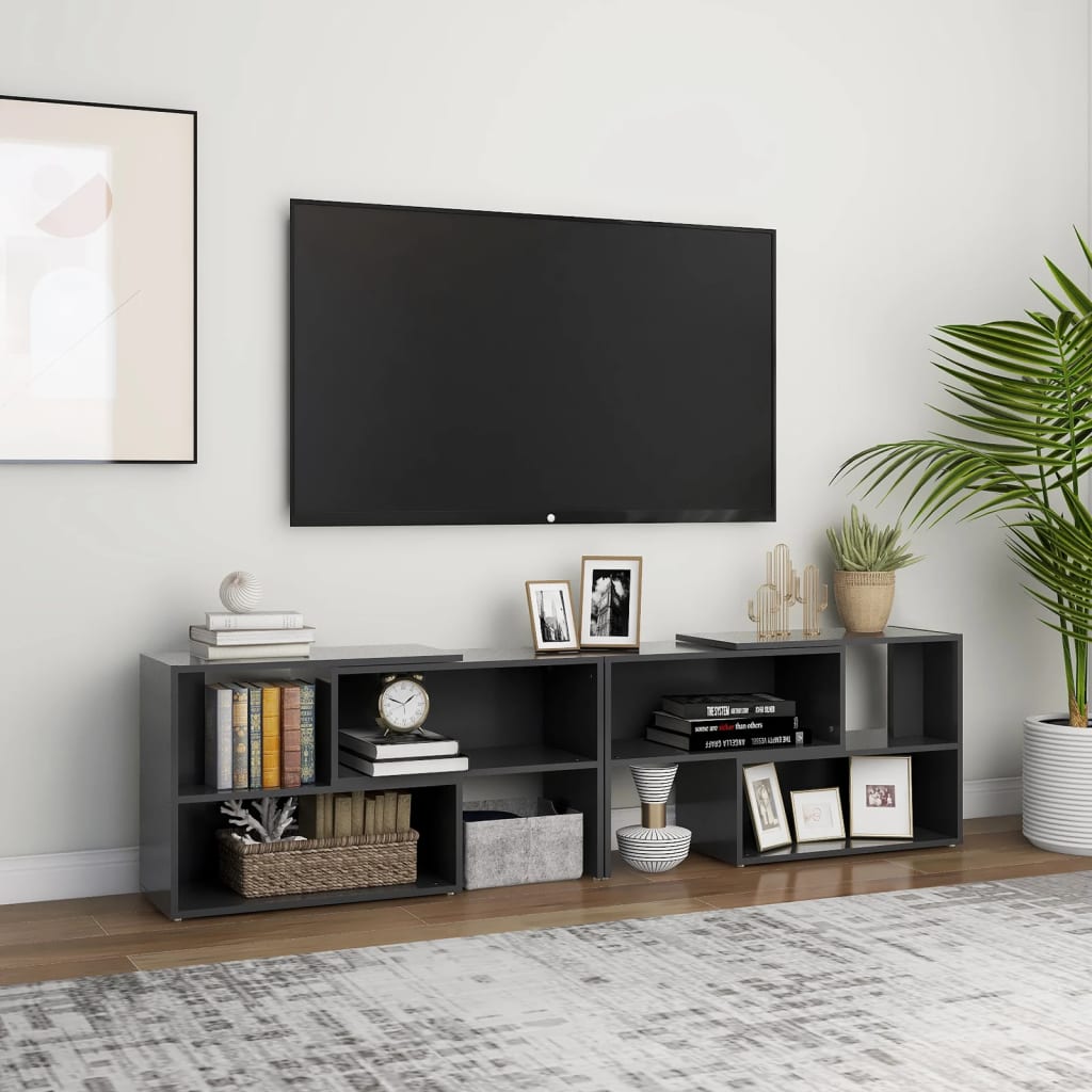 Meuble TV Gris 149x30x52 cm Bois d'ingénierie - XIOS