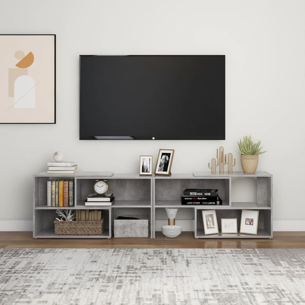 Meuble TV Gris béton 149x30x52 cm Bois d'ingénierie - XIOS