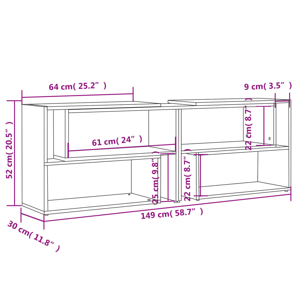 Meuble TV Gris béton 149x30x52 cm Bois d'ingénierie - XIOS