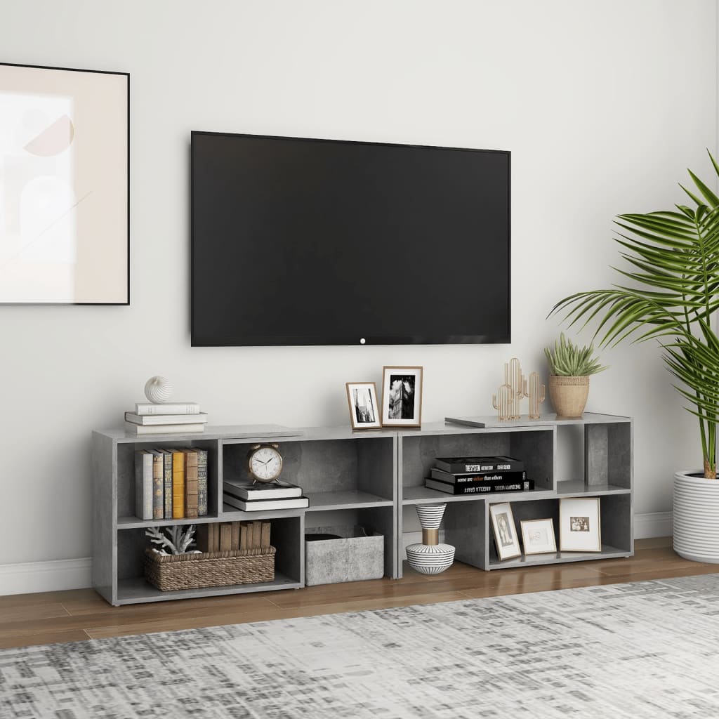 Meuble TV Gris béton 149x30x52 cm Bois d'ingénierie - XIOS