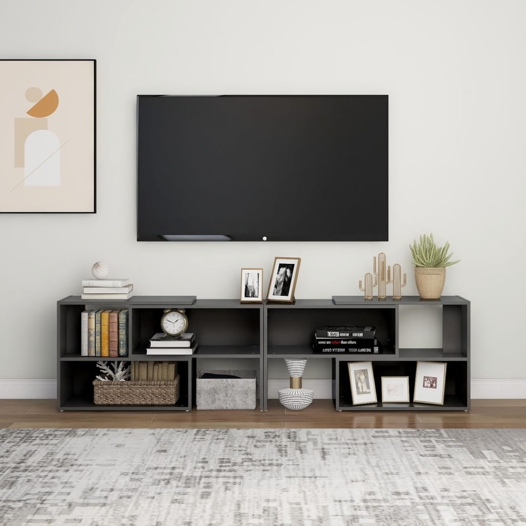 Meuble TV Gris brillant 149x30x52 cm Bois d'ingénierie - XIOS