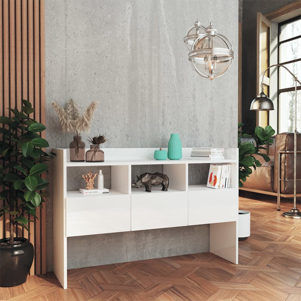 Buffet Blanc brillant 105x30x70 cm Bois d’ingénierie - XIOS