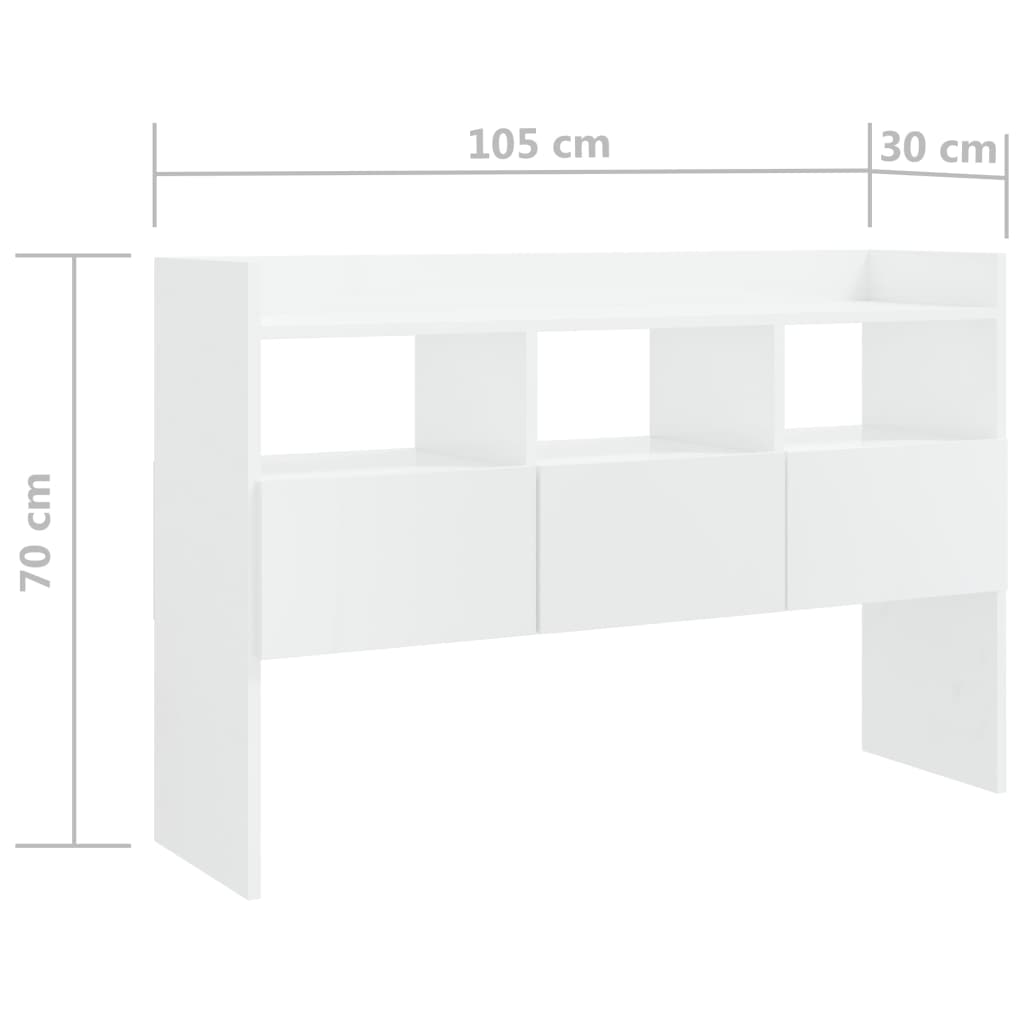 Buffet Blanc brillant 105x30x70 cm Bois d’ingénierie - XIOS
