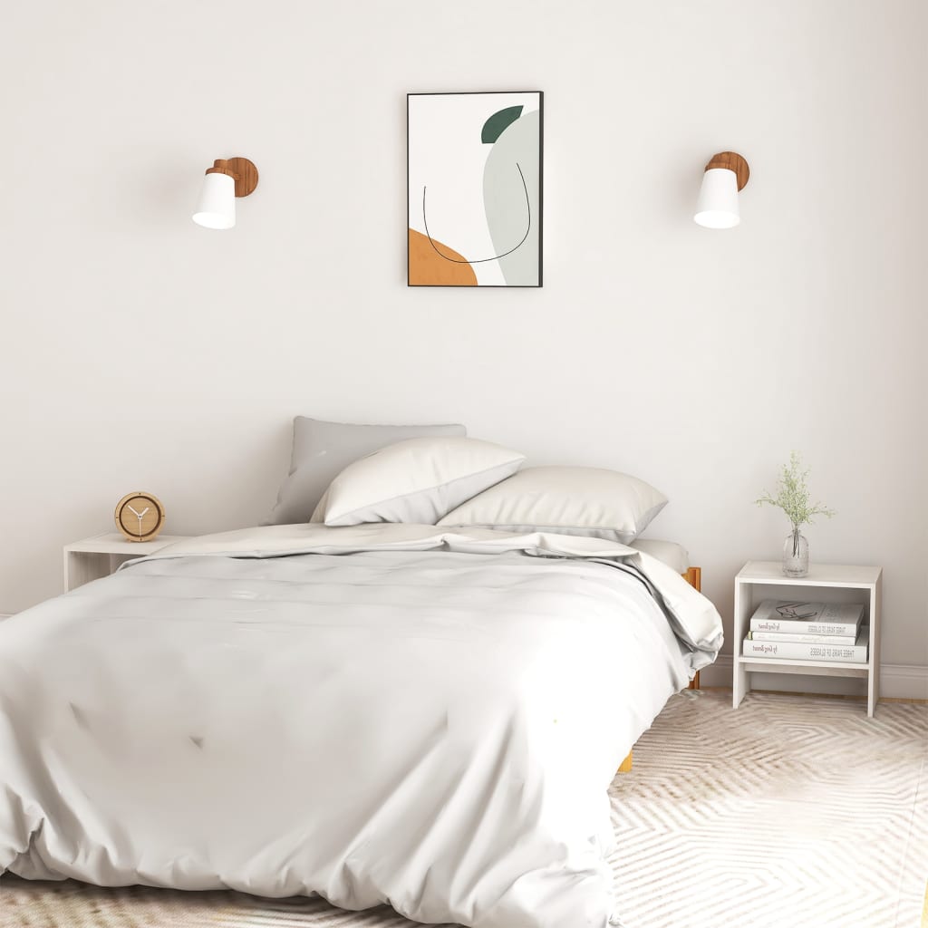 Tables de chevet 2 pcs Blanc 40x30,5x40 cm Bois de pin massif - XIOS