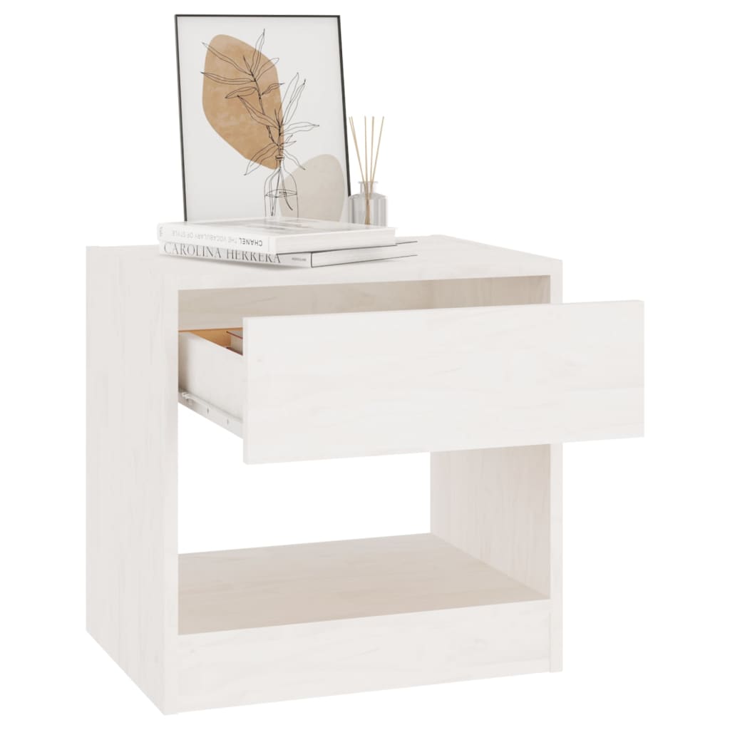 Table de chevet Blanc 40x31x40 cm Bois de pin massif - XIOS