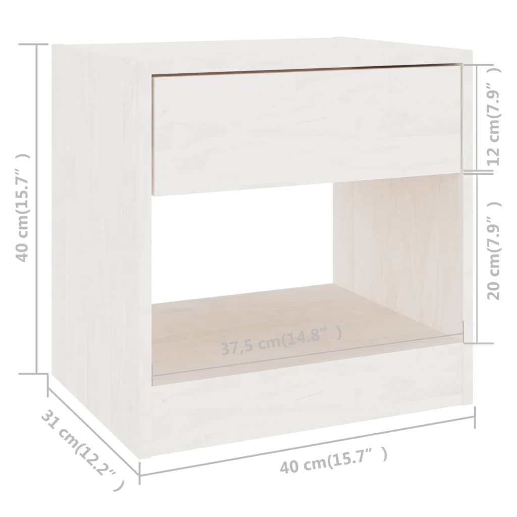 Table de chevet Blanc 40x31x40 cm Bois de pin massif - XIOS