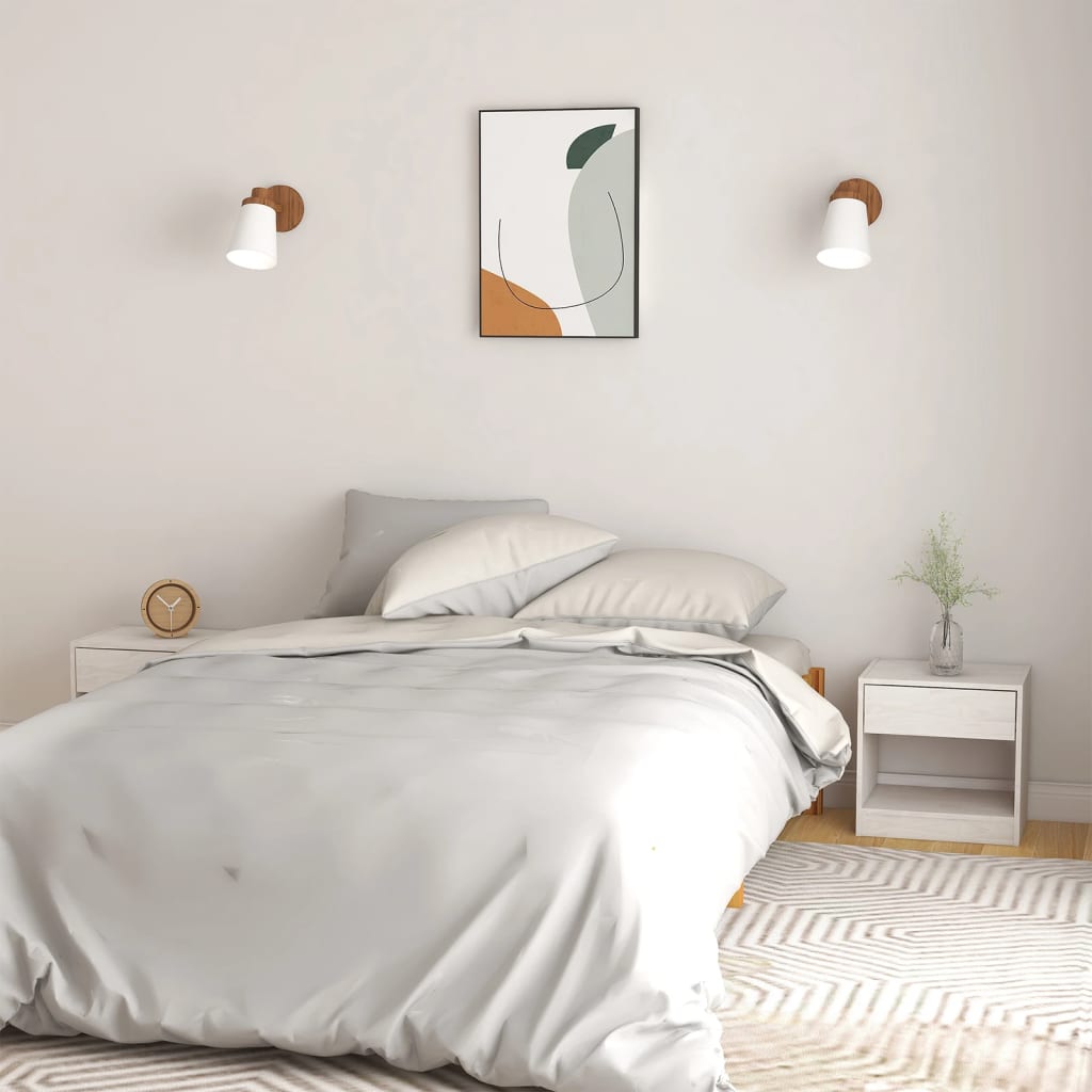 Tables de chevet 2 pcs Blanc 40x31x40 cm Bois de pin massif - XIOS