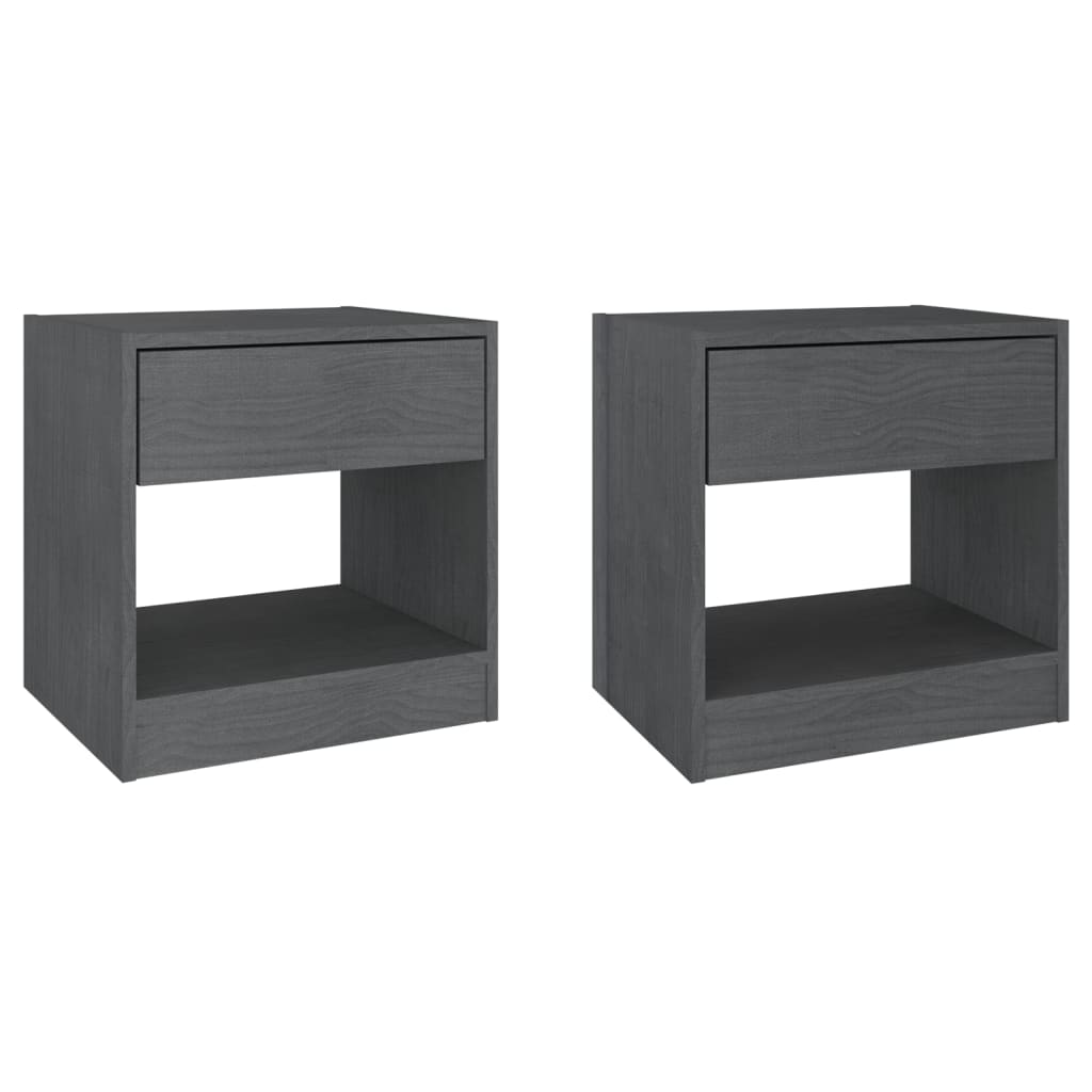 Tables de chevet 2 pcs Gris 40x31x40 cm Bois de pin massif - XIOS
