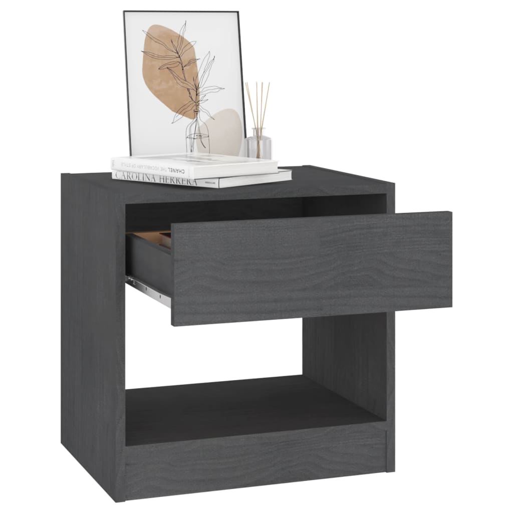 Tables de chevet 2 pcs Gris 40x31x40 cm Bois de pin massif - XIOS