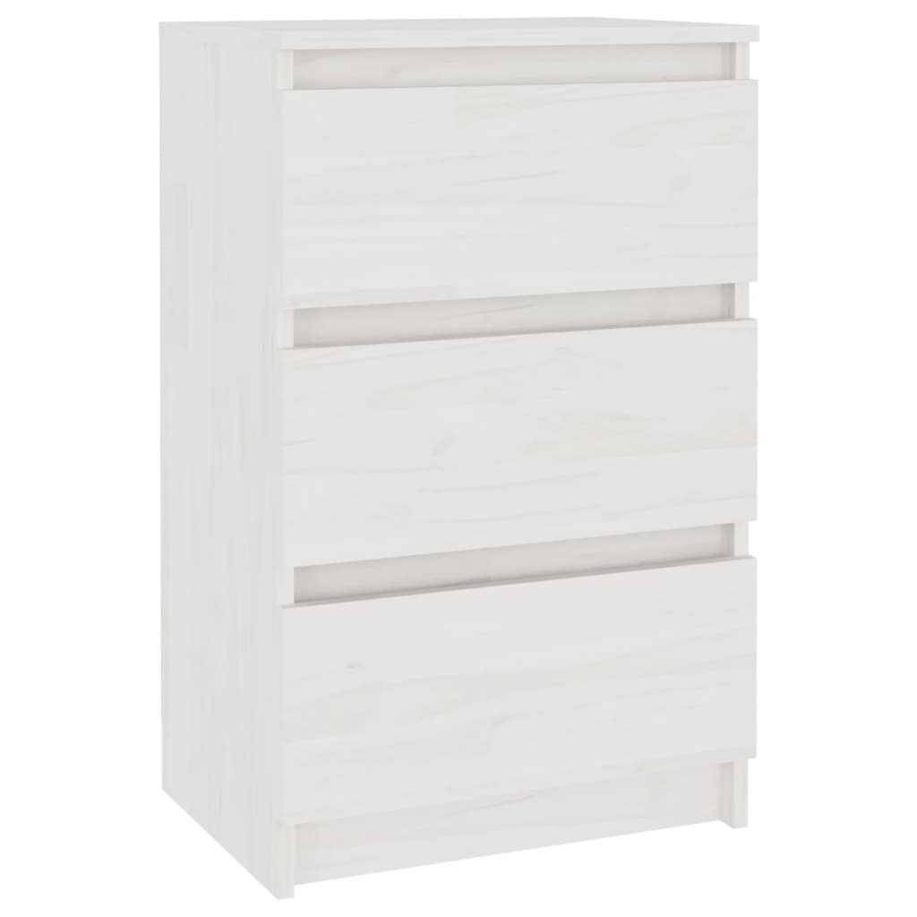 Table de chevet Blanc 40x29,5x64 cm Bois de pin solide - XIOS
