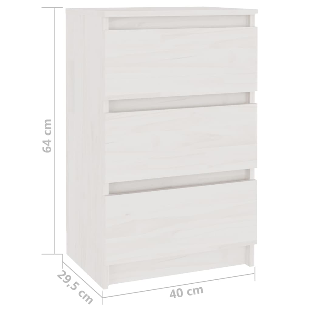 Table de chevet Blanc 40x29,5x64 cm Bois de pin solide - XIOS