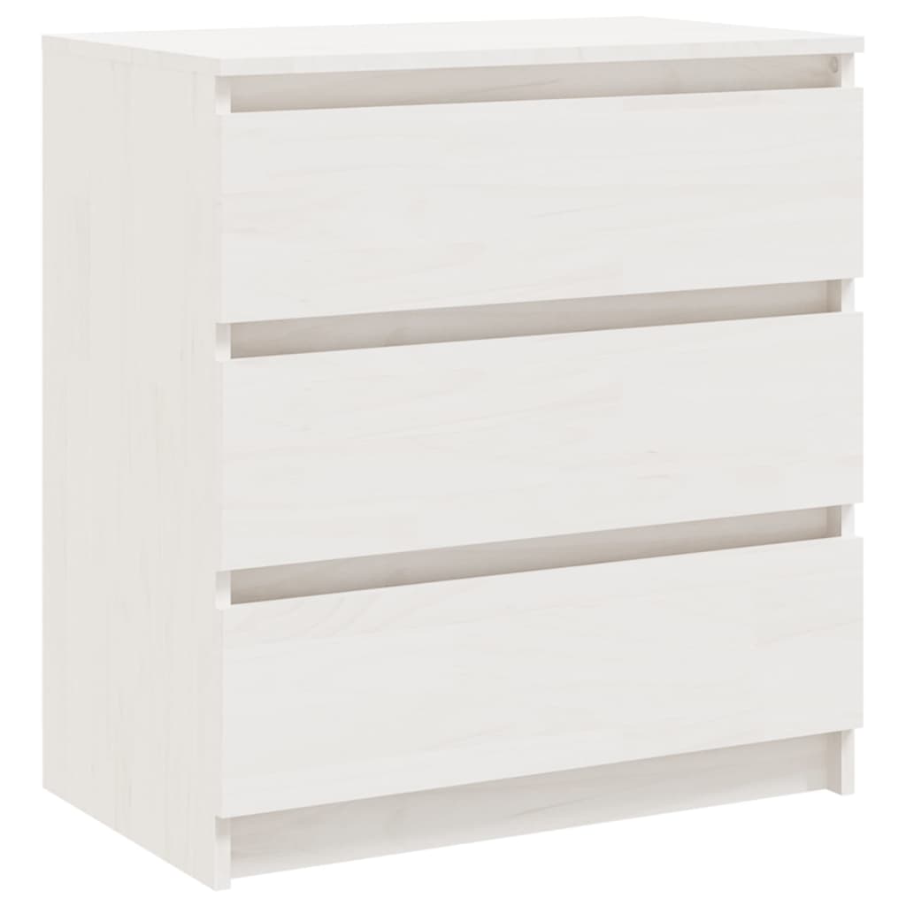 Table de chevet Blanc 60x36x64 cm Bois de pin massif - XIOS