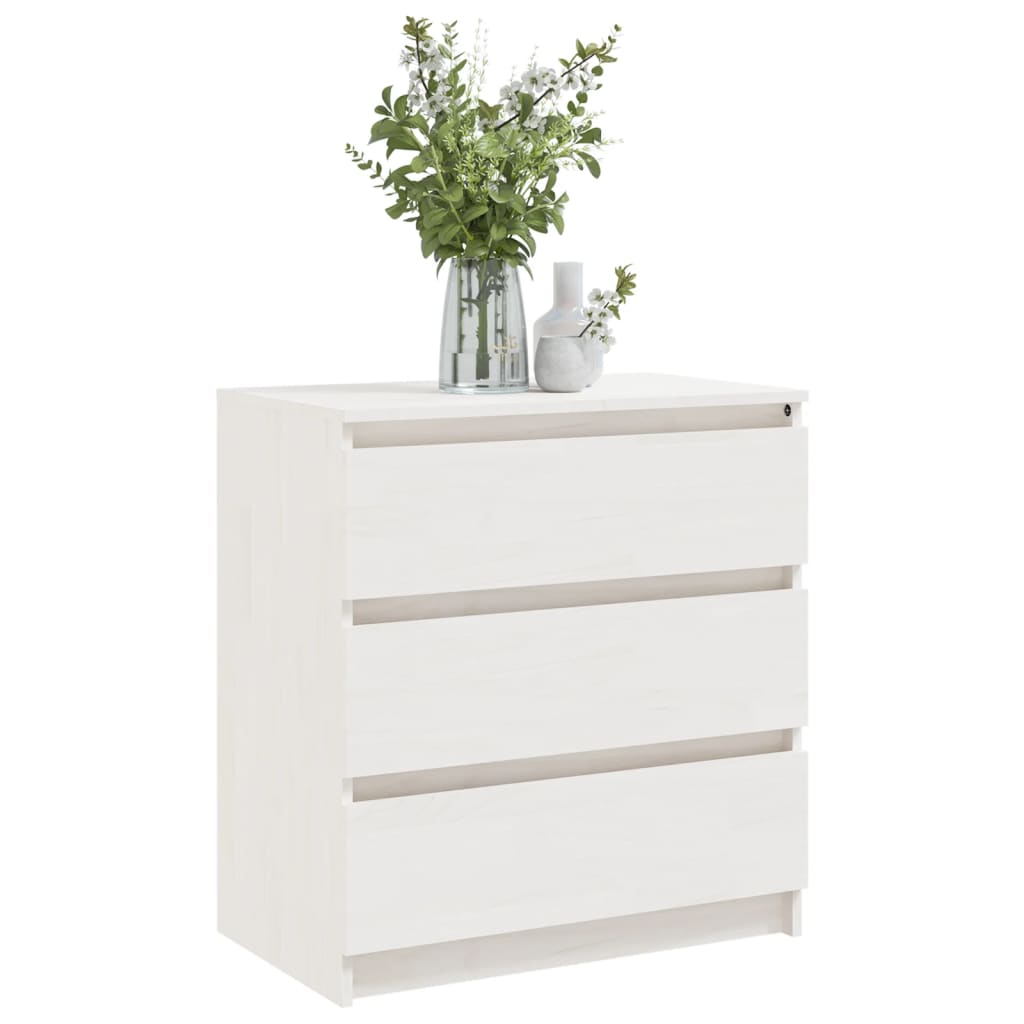 Table de chevet Blanc 60x36x64 cm Bois de pin massif - XIOS